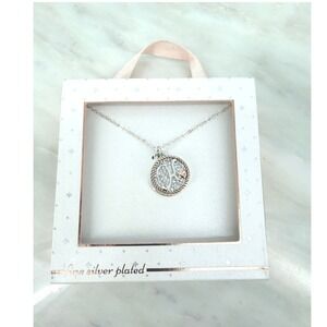 Fine Silver Plated Initial‎ K Crystal Layered Charm Pendant Necklace Rose Gold